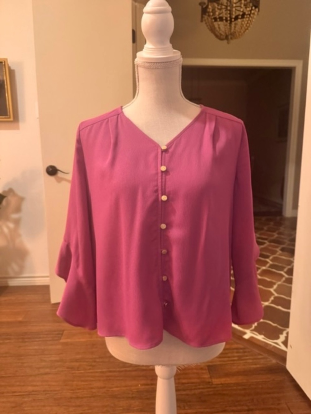 Investments Petites Mauve Pink Bell Sleeve Blouse  - SP - NWOT
